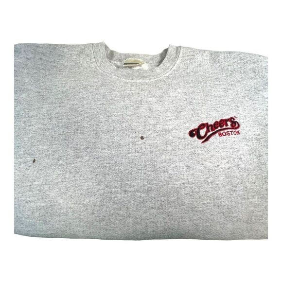 VINTAGE Lee Cheers Boston Sweatshirt Mens Medium Gray Retro Casual Lounge READ - Picture 1 of 8